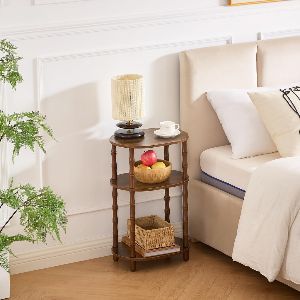 Brown 3-Tier Oval Side Table X655228