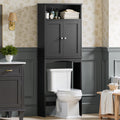 Over The Toilet Storage Cabinet with Adjustable Shelf and Double Door, Black B237679