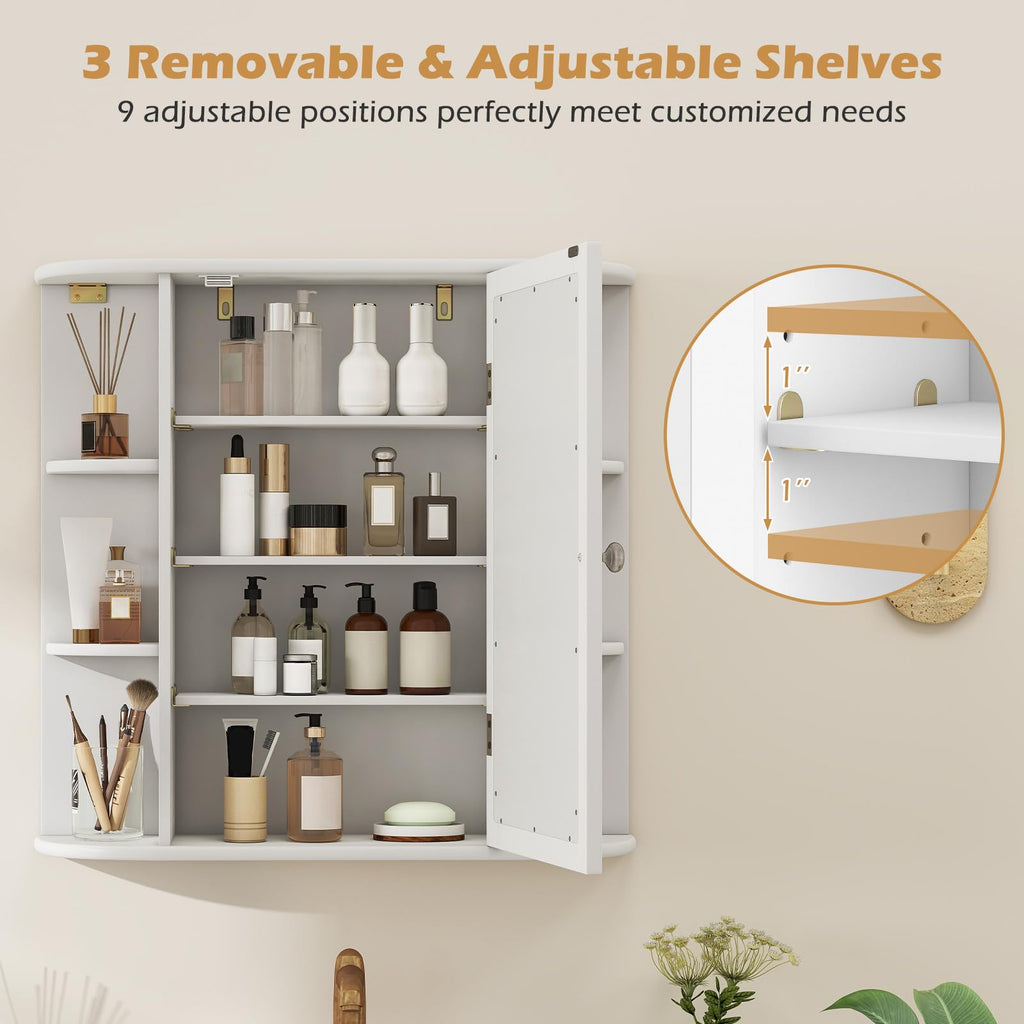 White Wall Mounted Medicine Cabinet with Mirror Z90814
