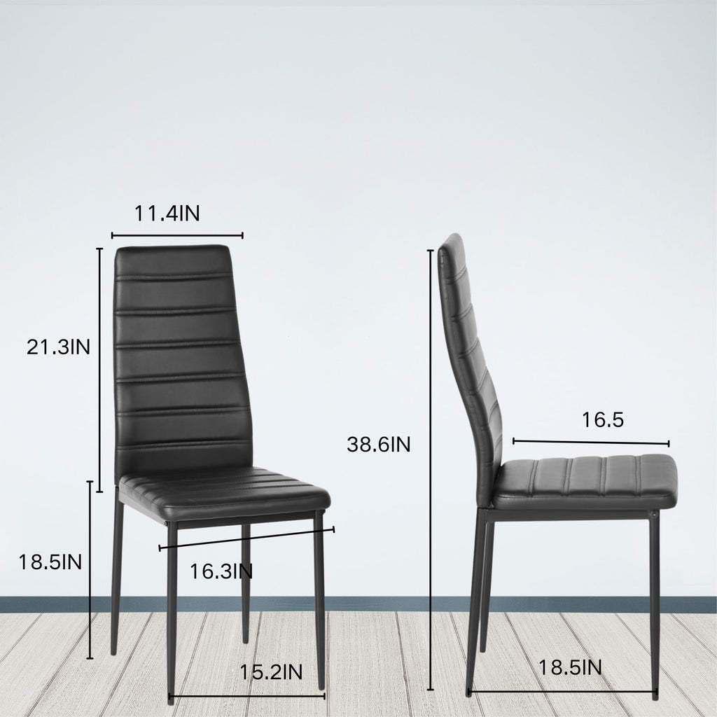 Black PU Dining Chairs Set of 4 Metal Legs I671095