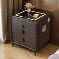 Dark Grey 3-Drawer Nightstand with Charging Station H988