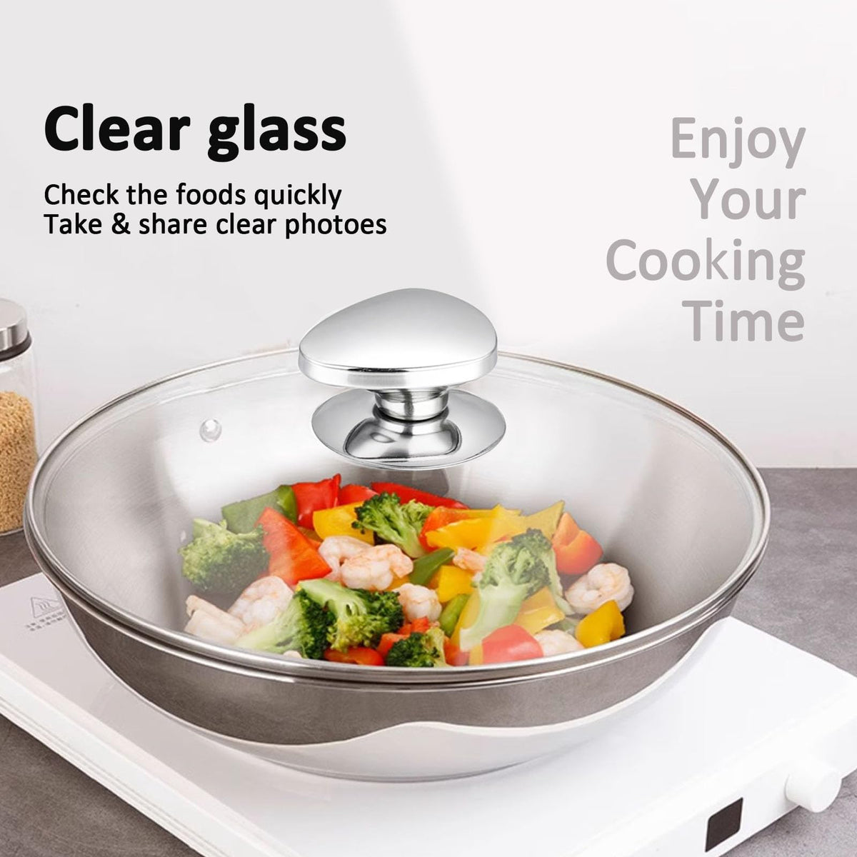 14 Inch Clear Tempered Glass Lid with Vent O964