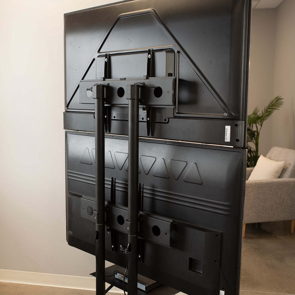 Mobile TV Cart for 32 to 65 inch Dual Screens, Rolling Stand with Locking Wheels, Black F77240