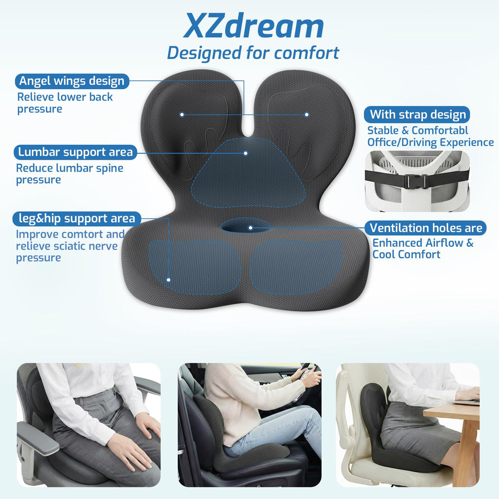 Ergonomic Seat Cushion with Lumbar Support Pillow L548415