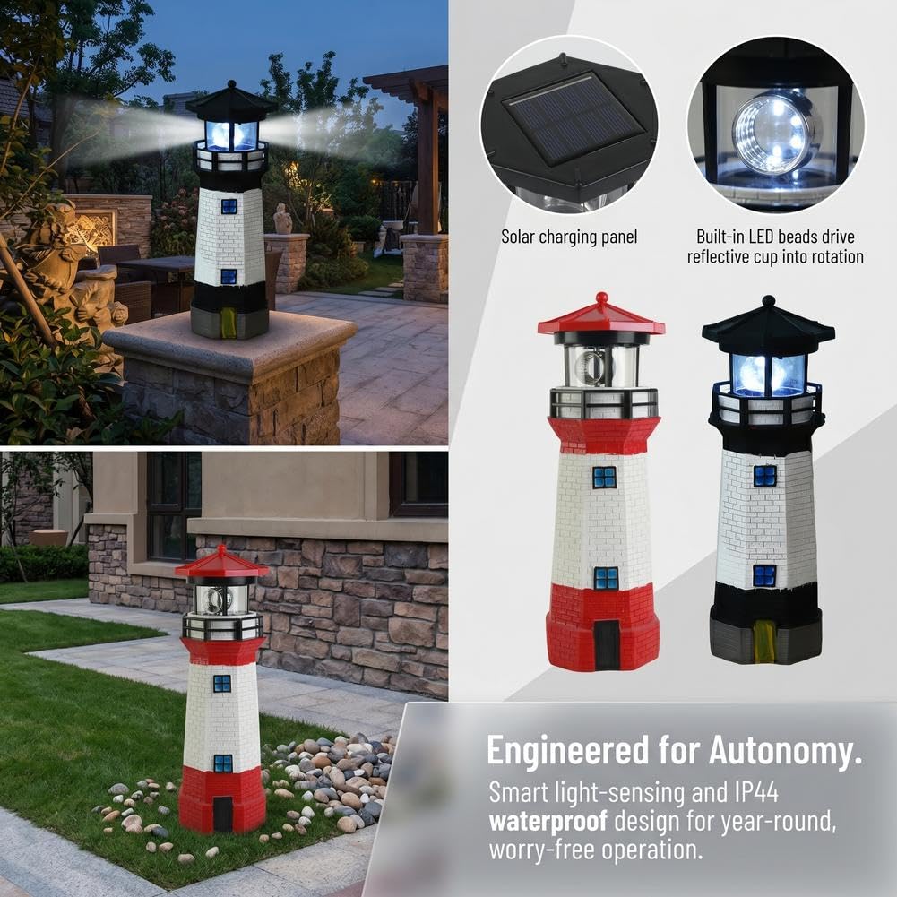 Waterproof Rotating Solar Lighthouse M1962