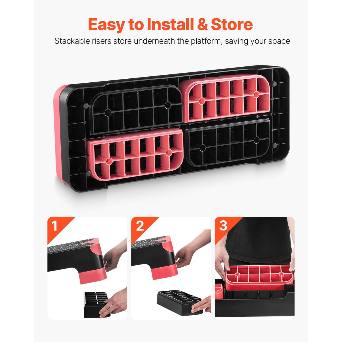 Adjustable Non Slip Aerobic Step Platform with 4 Risers Q8734