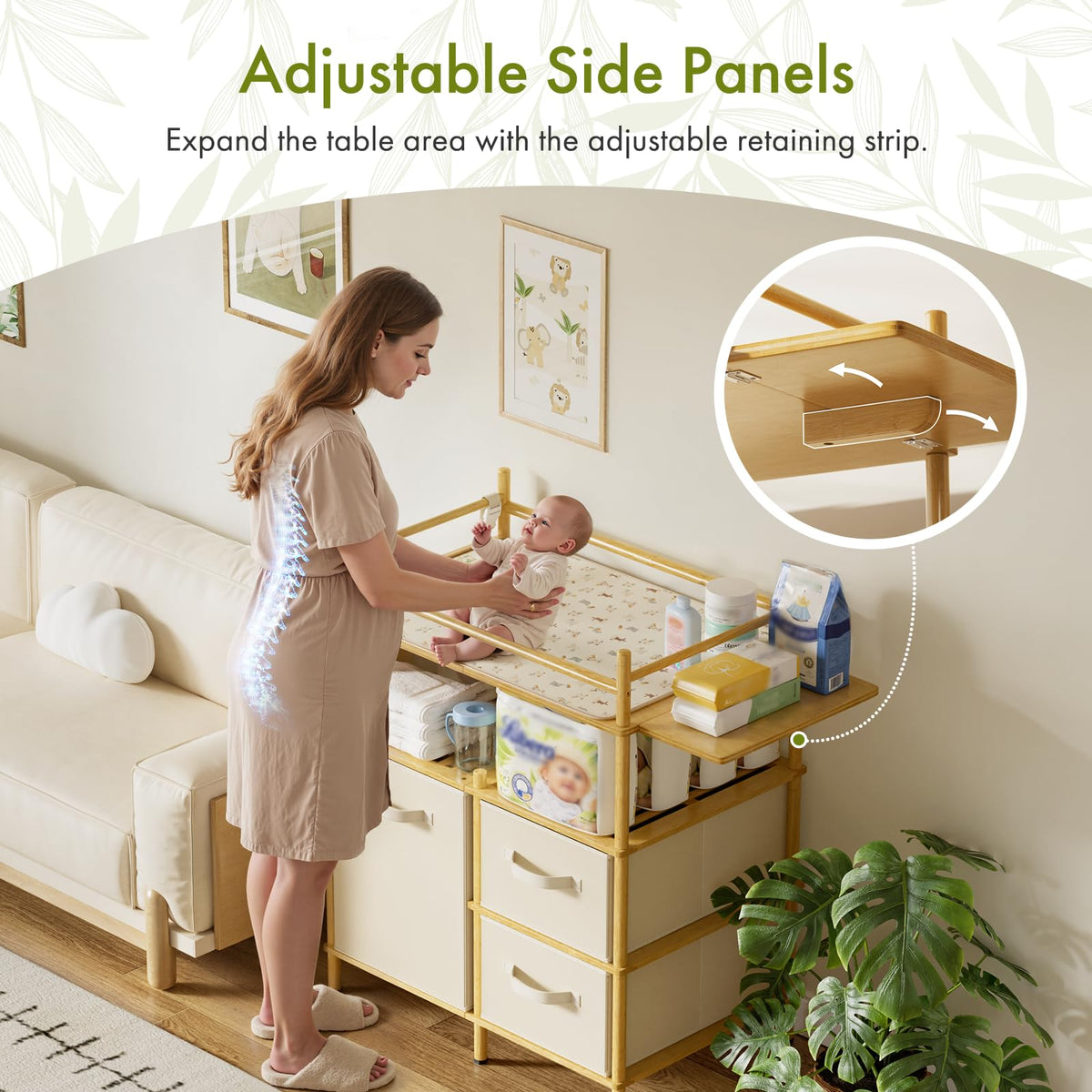 Bamboo Baby Changing Table with 3 Drawers G218