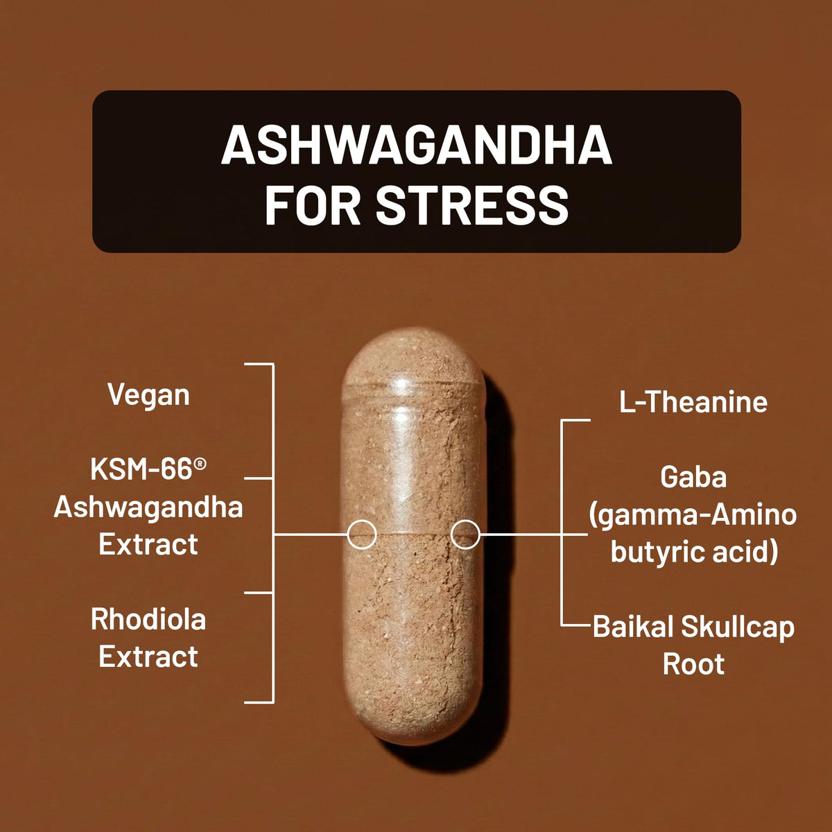 Ashwagandha with KSM-66 Extract GABA L-Theanine Rhodiola Rosea 60 Capsules P39202