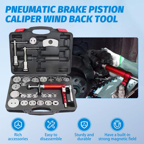 28-Piece Heavy Duty Pneumatic Brake Caliper Compression Tool Set with 23 Adapters J692117