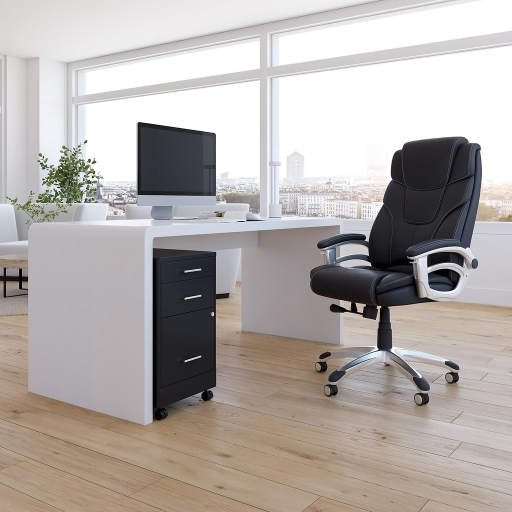 Black 3 Drawer Letter Size File Cabinet P847