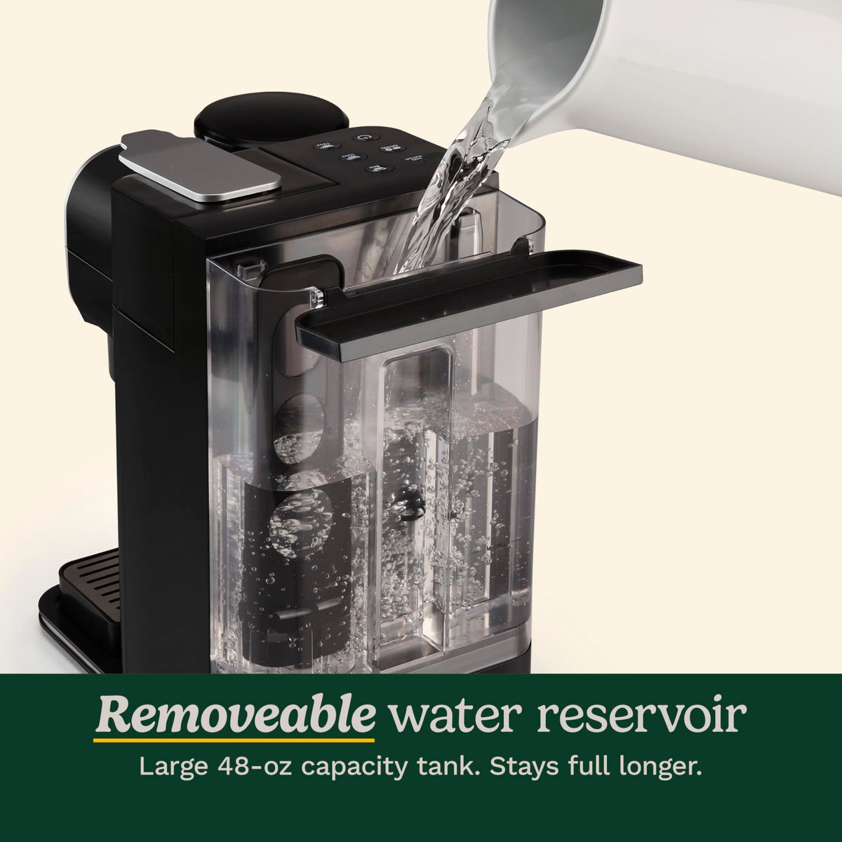 Single-Serve Coffee Maker + Coffee Grinder with 48-Ounce Removable Reservoir, Stainless Steel U1103