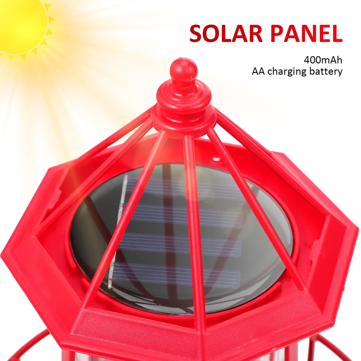 Solar Rotating Lighthouse Garden Light V9664