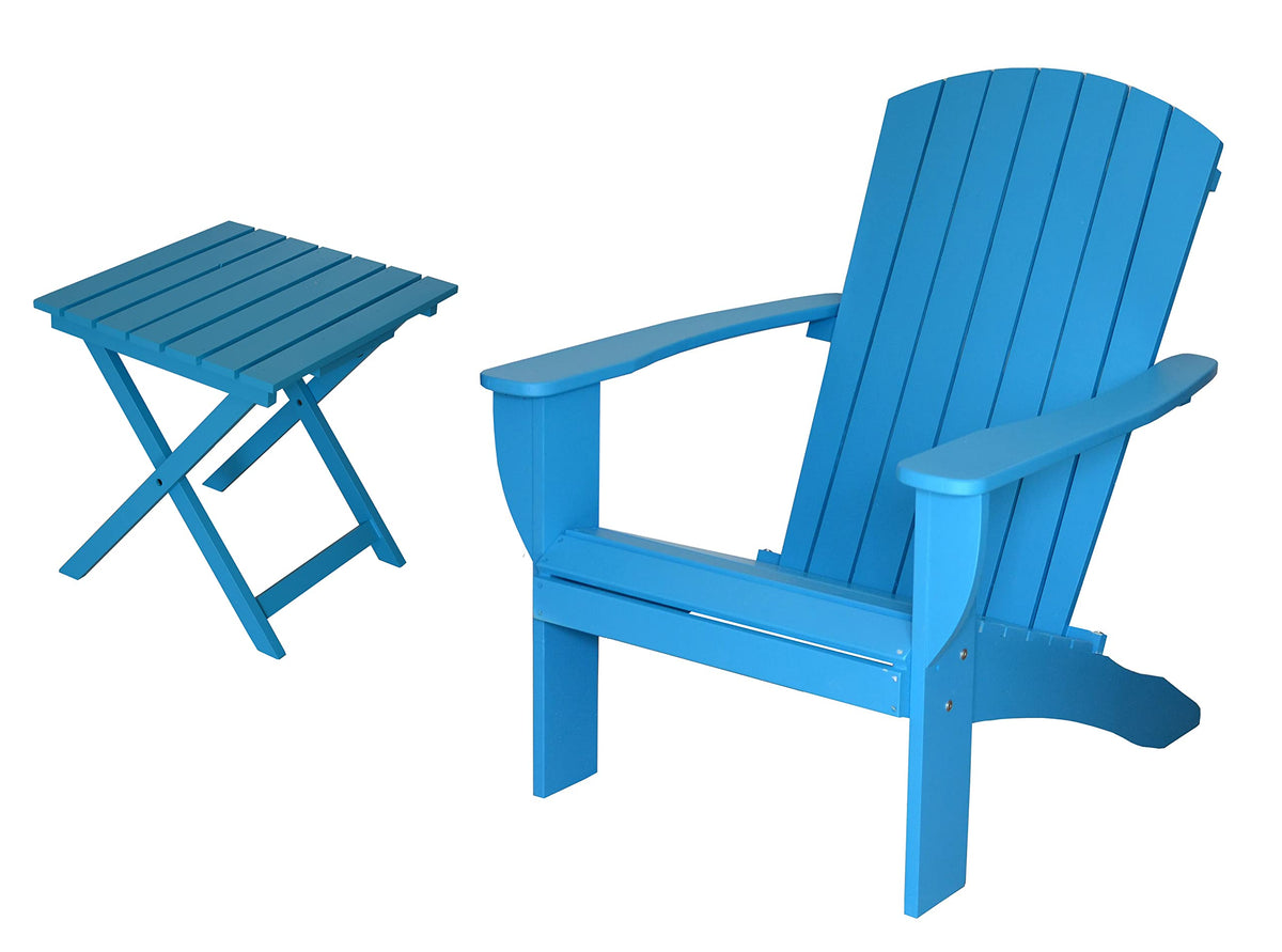 Teal Solid Cedar Adirondack Chair with Folding Table V412650