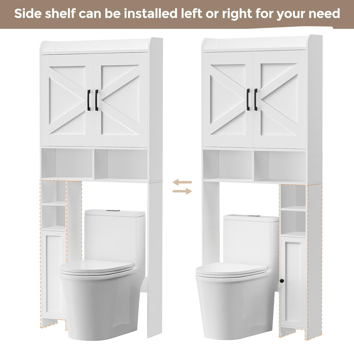 Wooden Over The Toilet Storage Cabinet with Barn Door T878