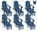 Blue Folding Adirondack Chairs with Ottoman Set of 6 P846153