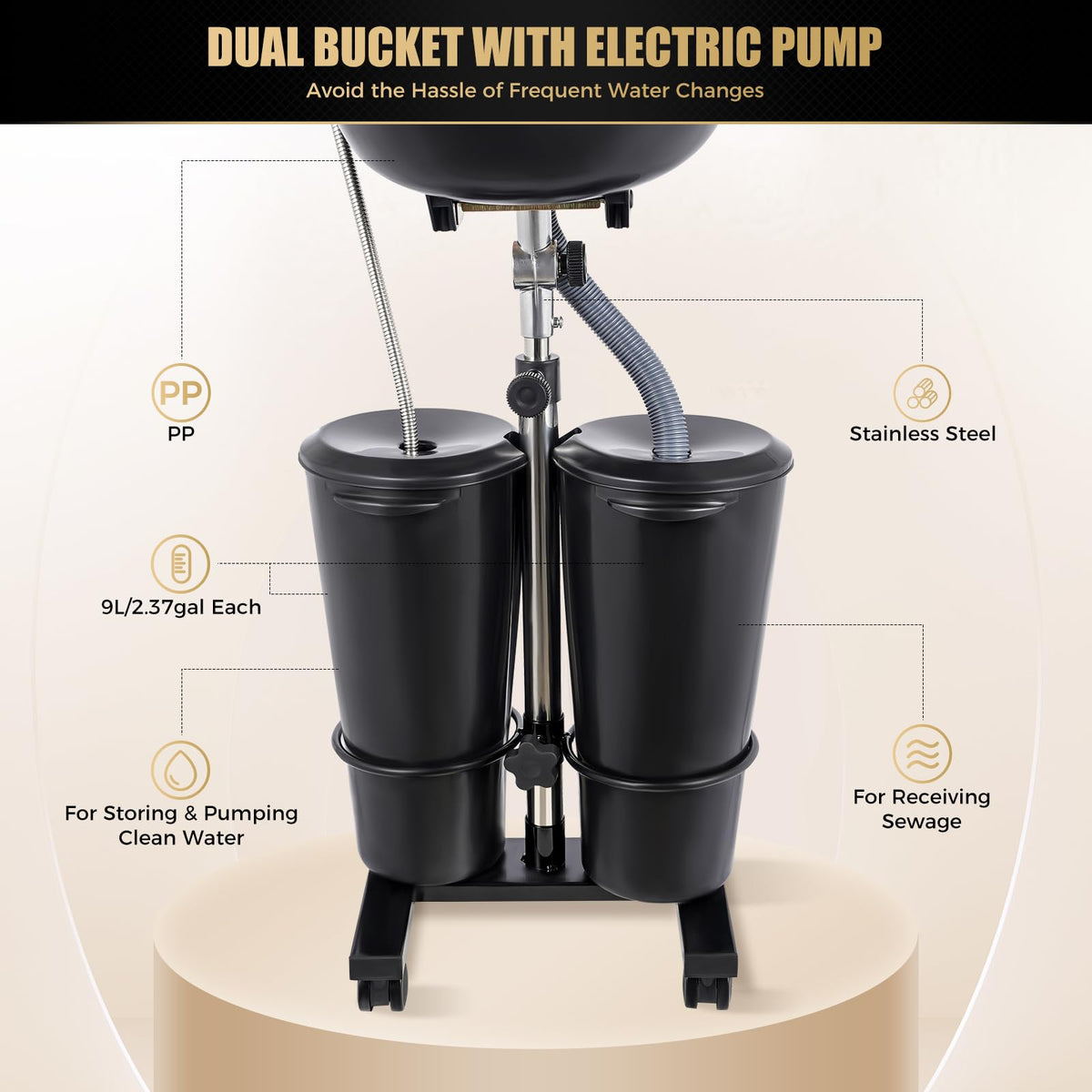 Portable Height Adjustable Shampoo Bowl with Electric Pump O19581