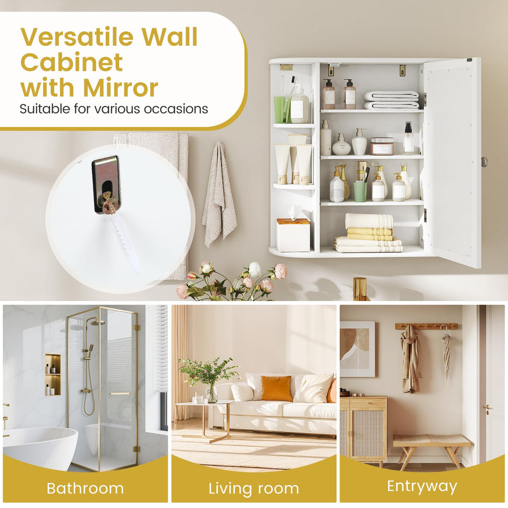 White Wall Mounted Medicine Cabinet with Mirror Z90814