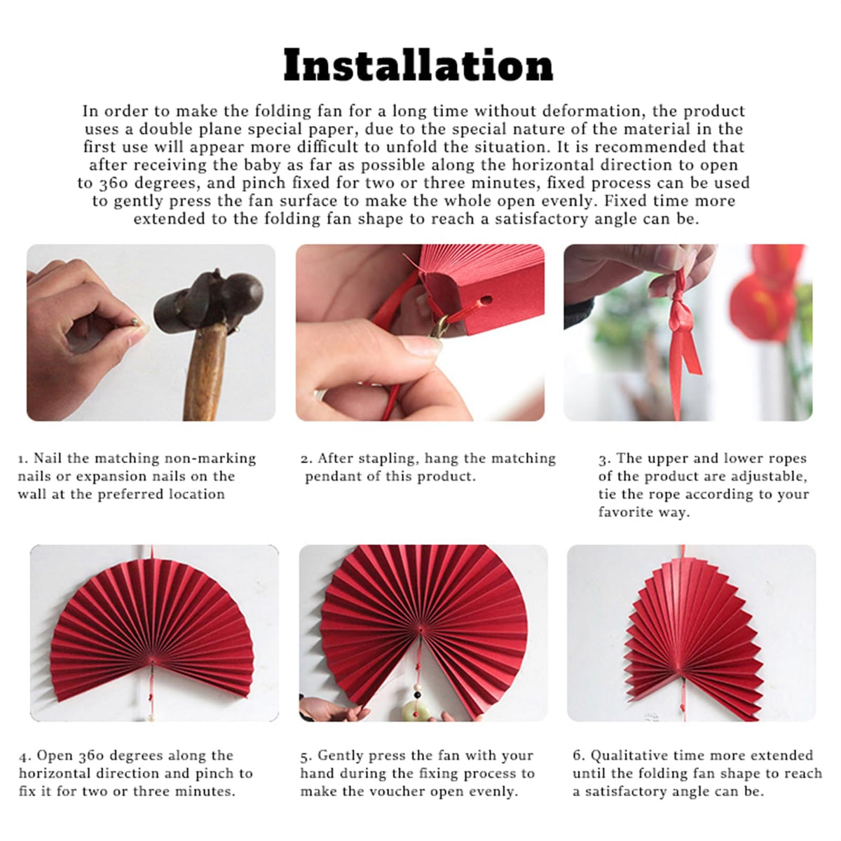 Handmade Hanging Folding Paper Fan Green 32'' N5332