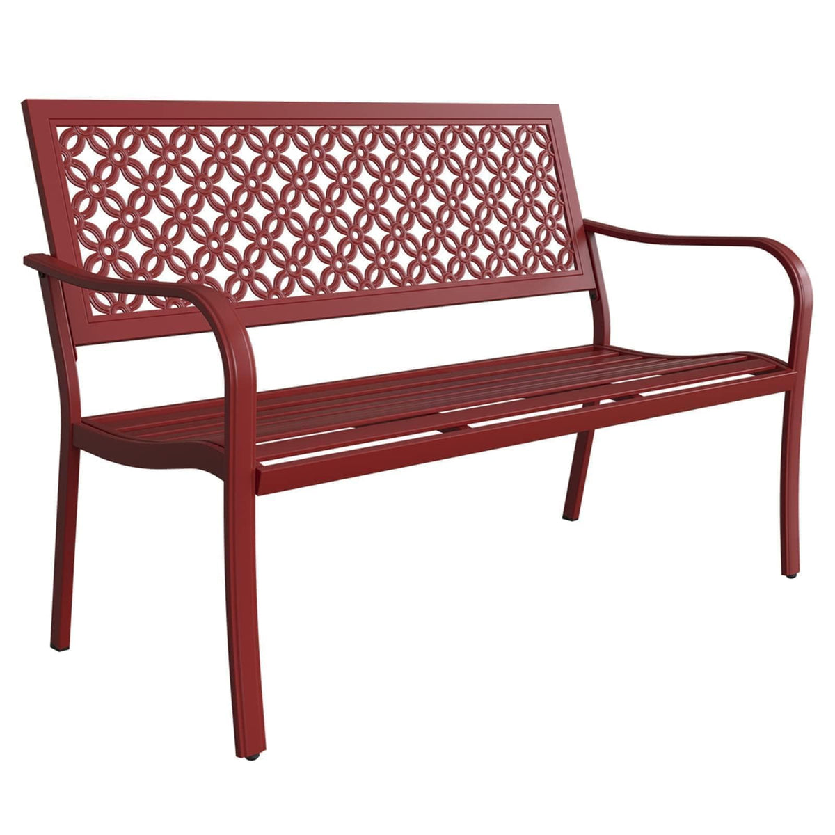 Cherry Red Metal Garden Bench O869