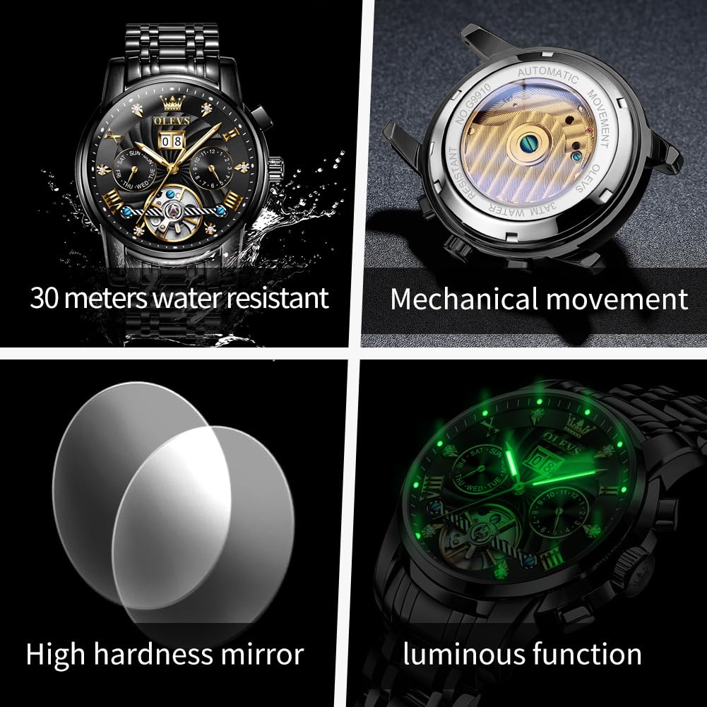 Waterproof Luminous Chronograph Calendar Wrist Watches B9873