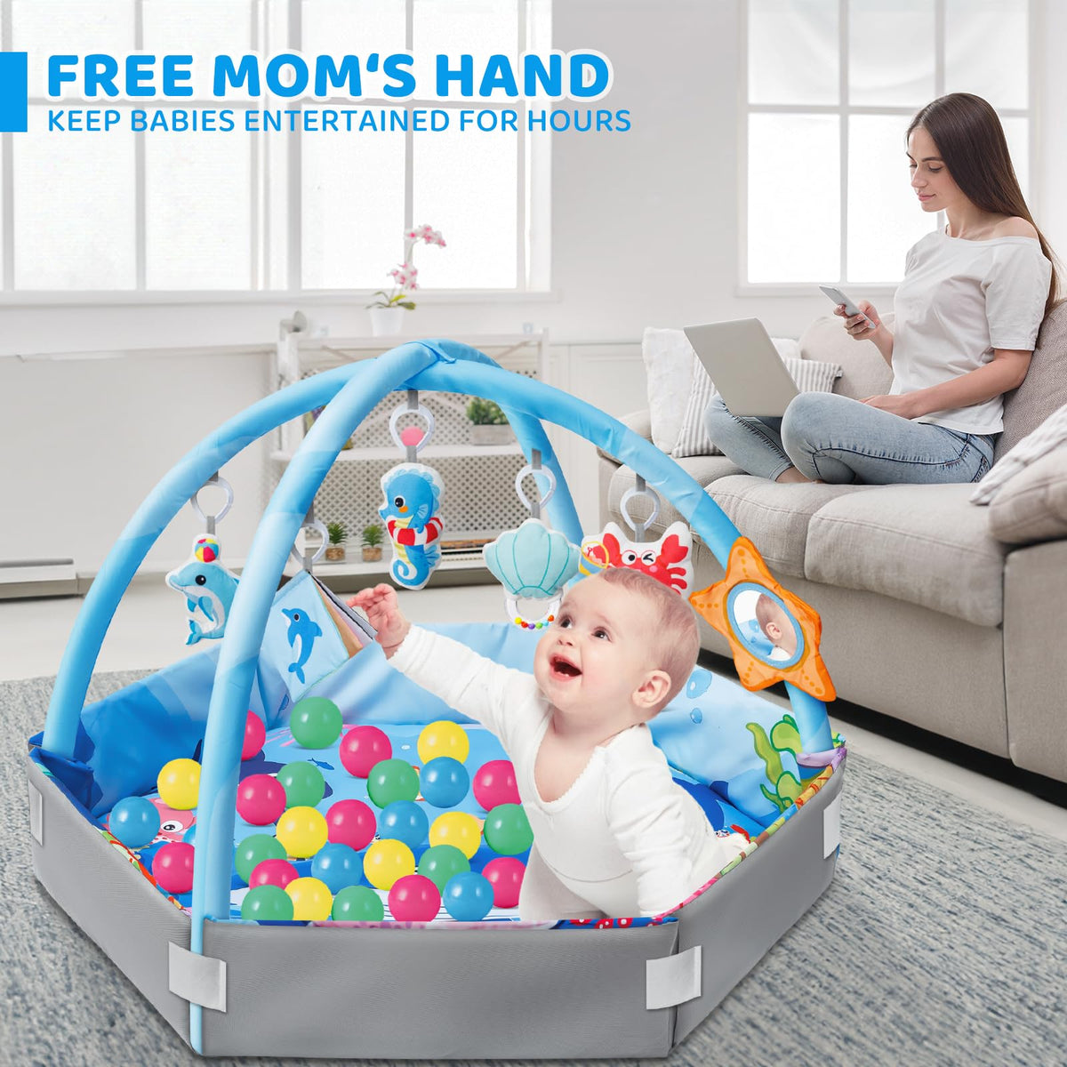 8-in-1 Washable Baby Gym Play Mat & Ball Pit F217692