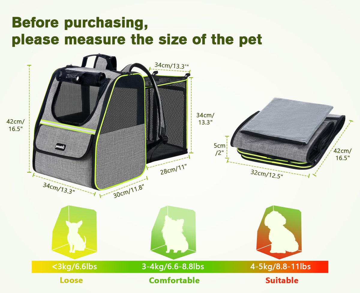 Expandable Cat Backpack Carrier with Ventilated Mesh, Grey C86885