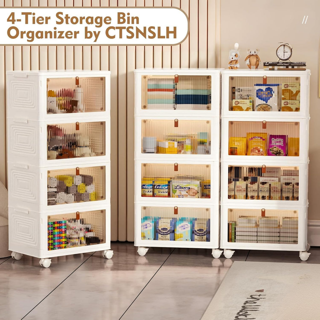 4 Tier Plastic Storage Bins with Lid 23QT H2760