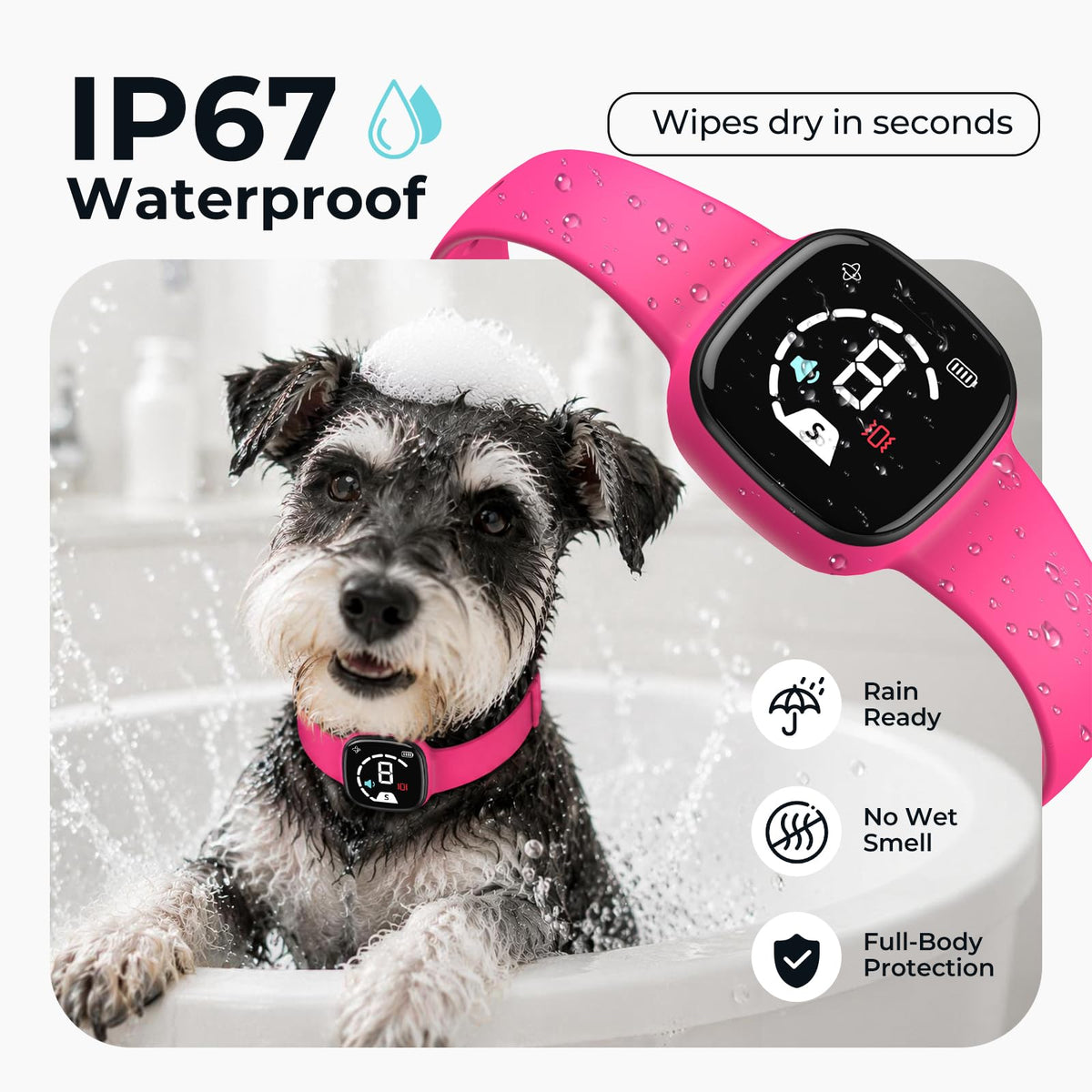 No Bark Collar with Silicone Strap, Pink I363541