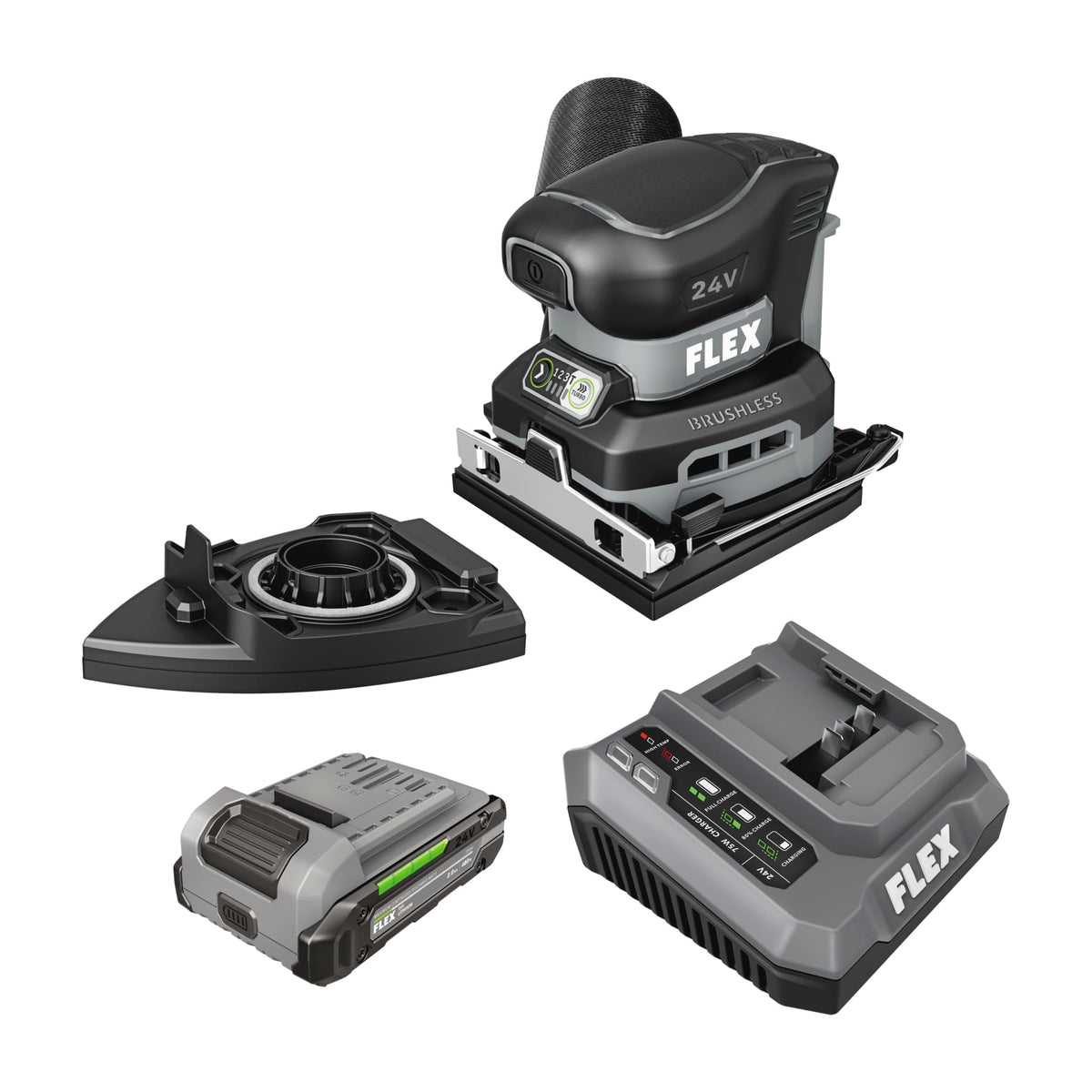 24V 1/4 Sheet Sander with Detail Sanding Pad and 2.0Ah Lithium Batteries & Charger O866