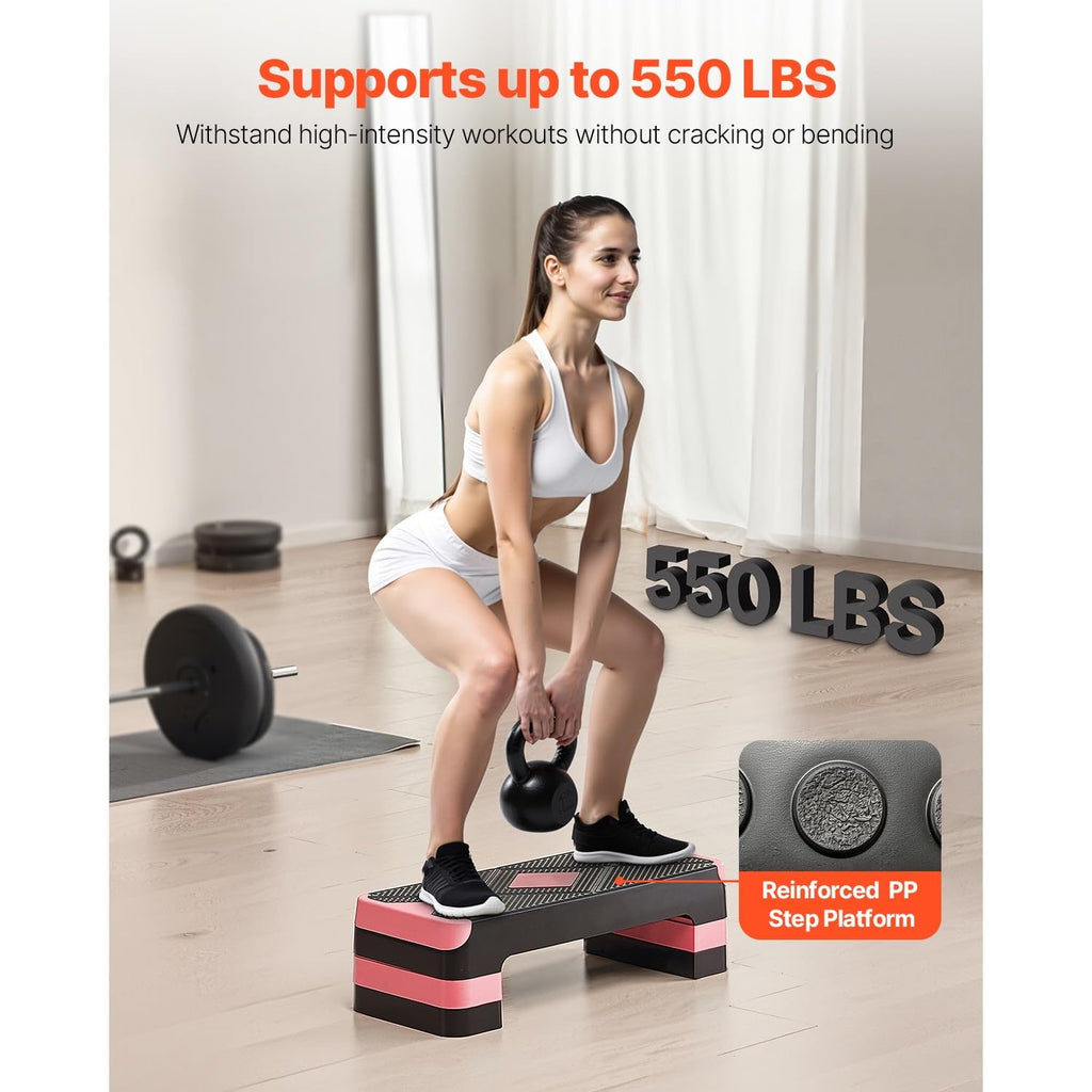 Adjustable Non Slip Aerobic Step Platform with 4 Risers Q8734