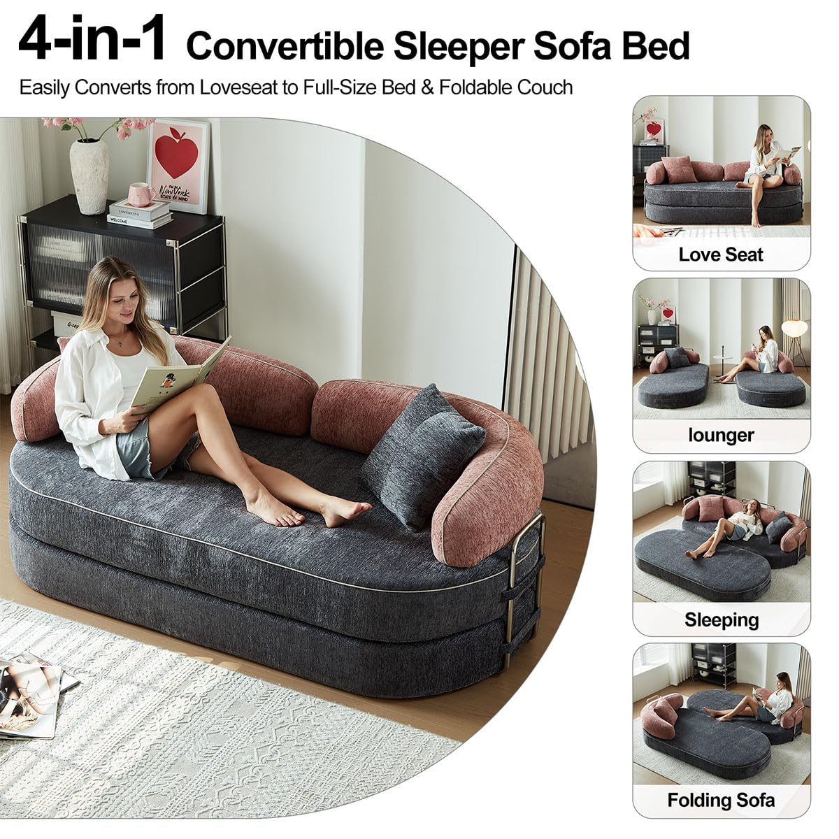 Queen Sleeper Sofa Bed Convertible Futon Couch G388