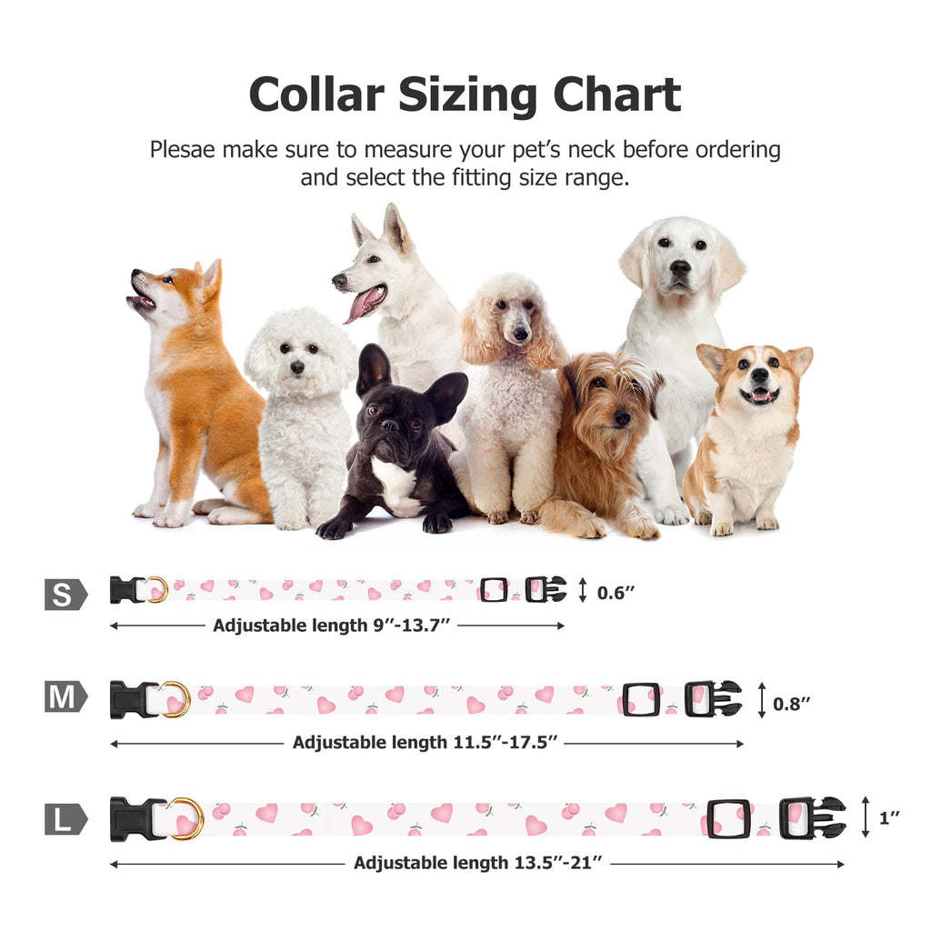 Cotton Dog Collar White and Pink Love Heart with Pendant F814967