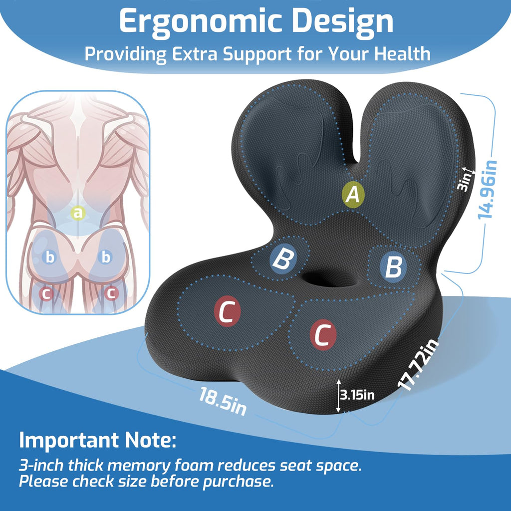 Ergonomic Seat Cushion with Lumbar Support Pillow L548415