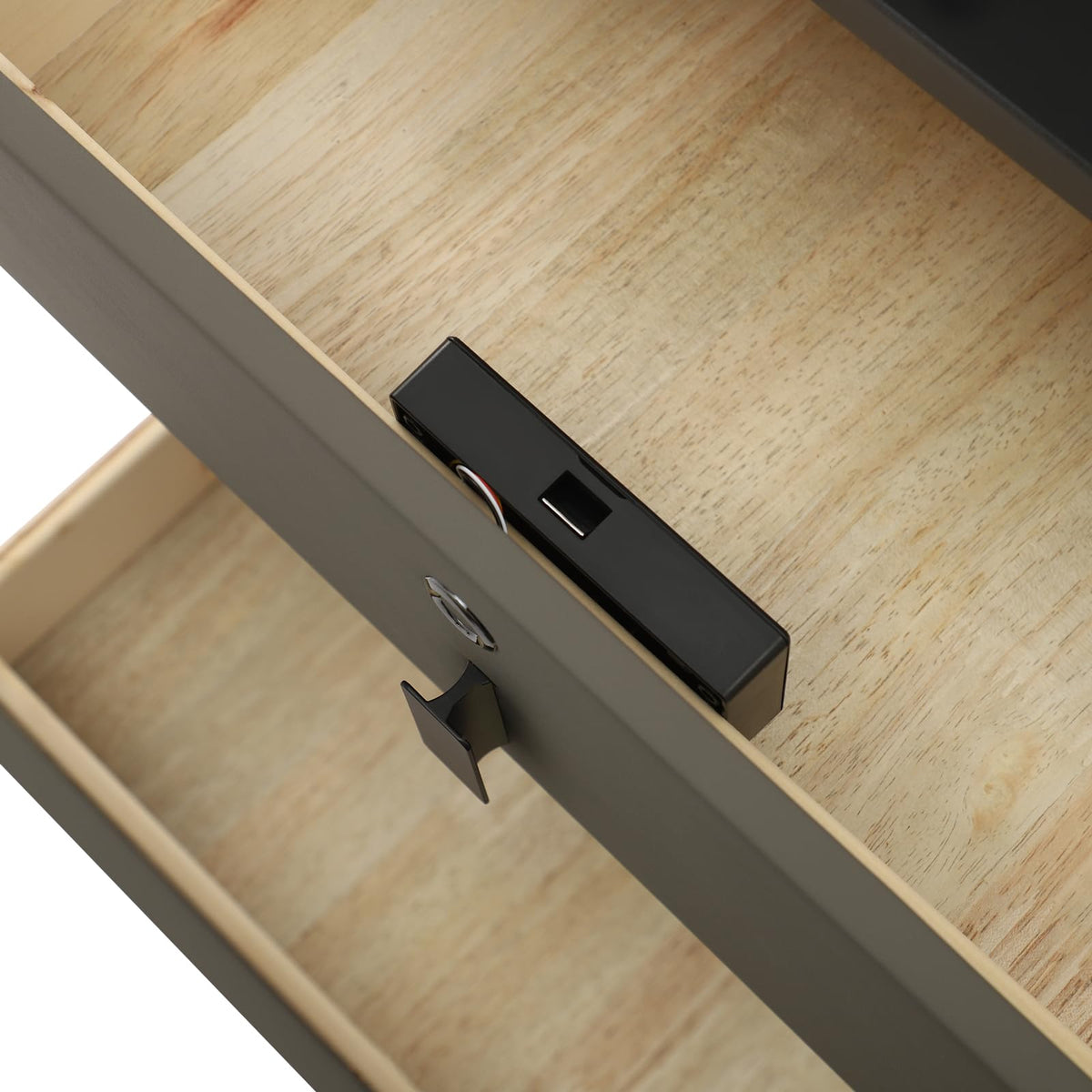 Dark Grey 3-Drawer Nightstand with Charging Station H988