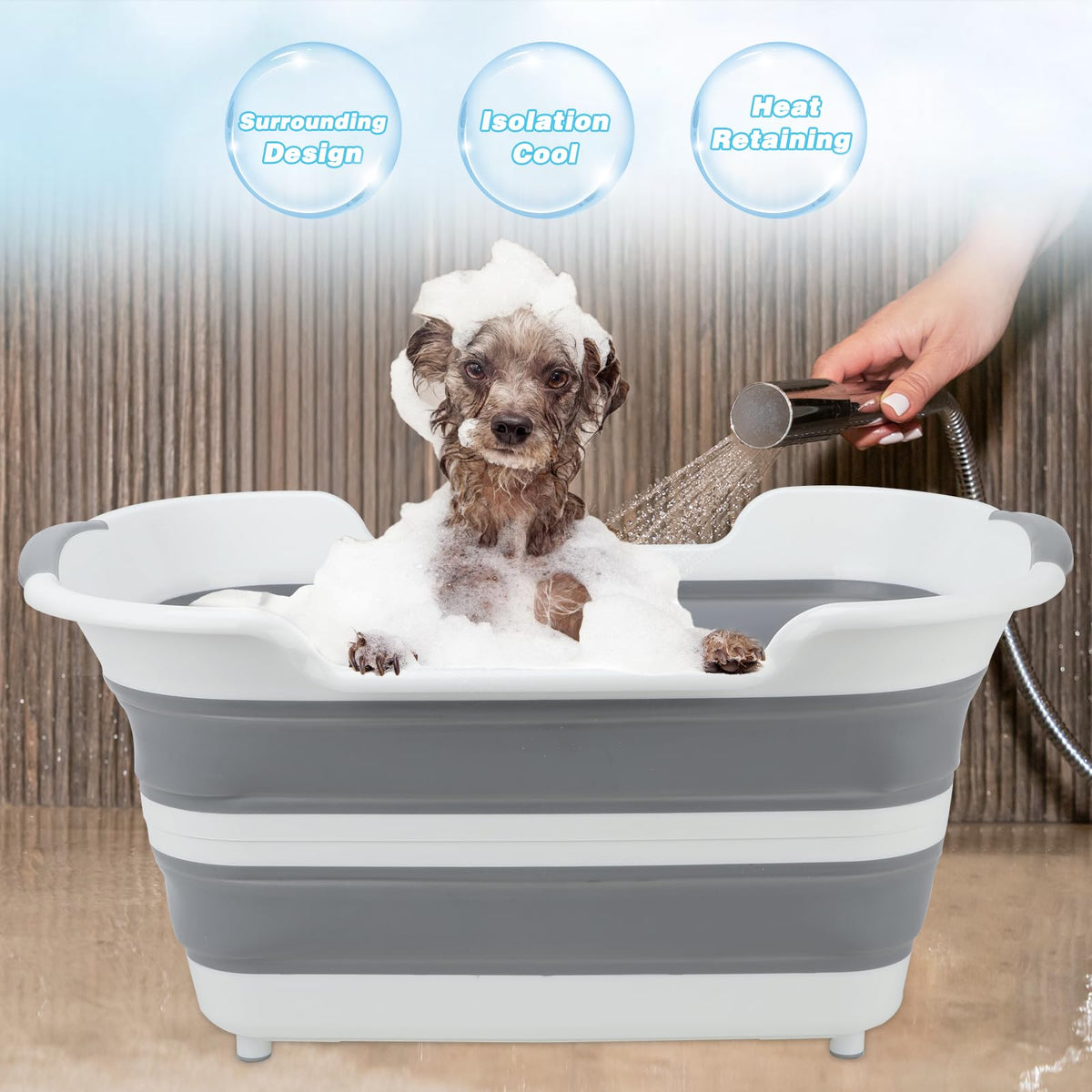 27L Raised Collapsible Dog Bathtub with Drain T382382