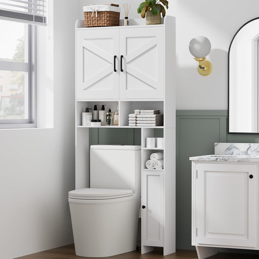 Wooden Over The Toilet Storage Cabinet with Barn Door T878