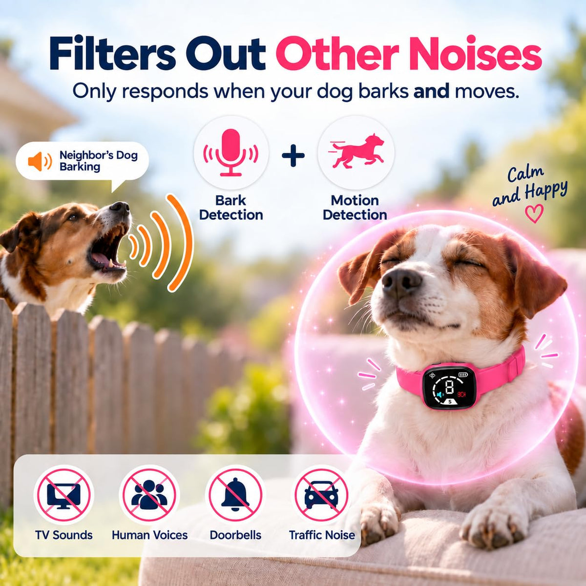 No Bark Collar with Silicone Strap, Pink I363541