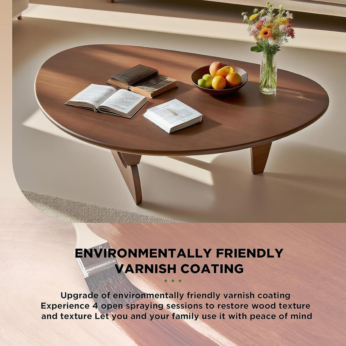 Solid Wood Oval Coffee Table 35"Lx24"Wx16"H L5841