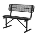 Black Metal Park Bench with Backrest F473689