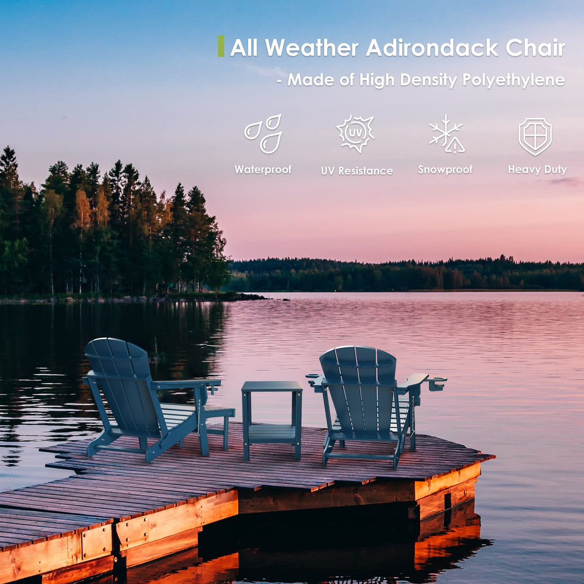 Blue Folding Adirondack Chairs with Ottoman Set of 6 P846153
