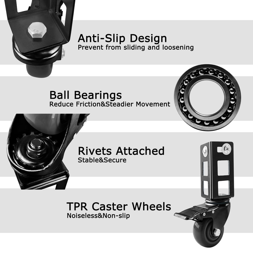 3" Heavy Duty Locking Caster Wheels 4PCS Black O79087