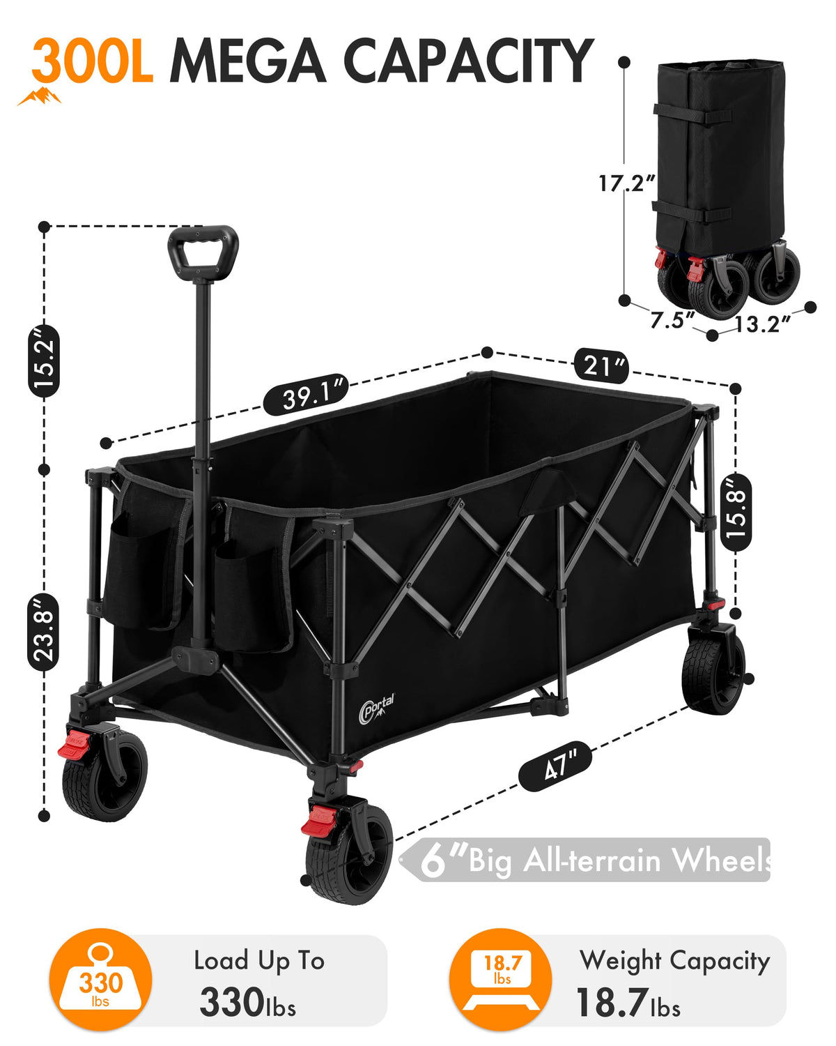 Folding Wagon Cart with Brakes E226