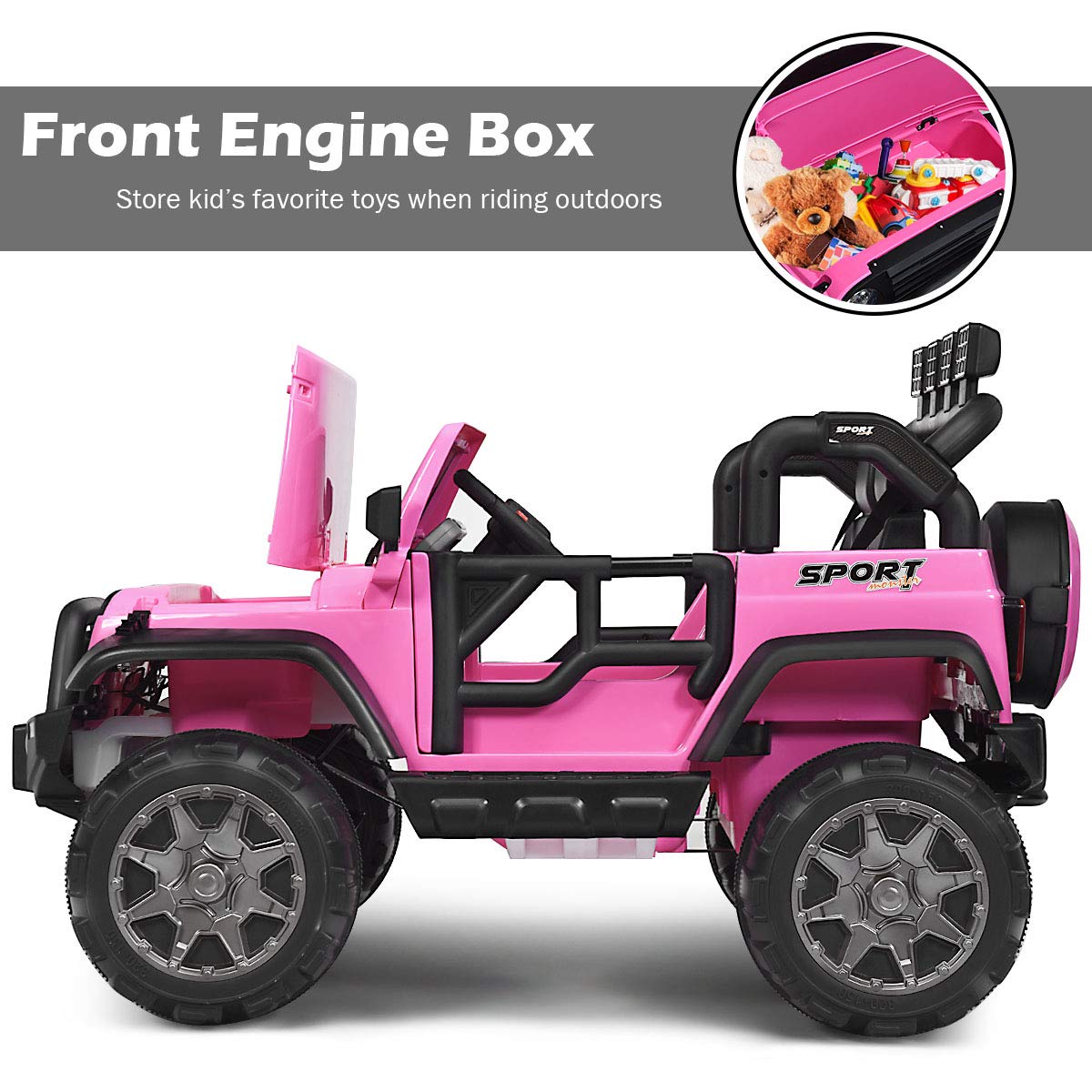 12V Battery Powered Ride on Truck with Remote Control, Pink Z849485