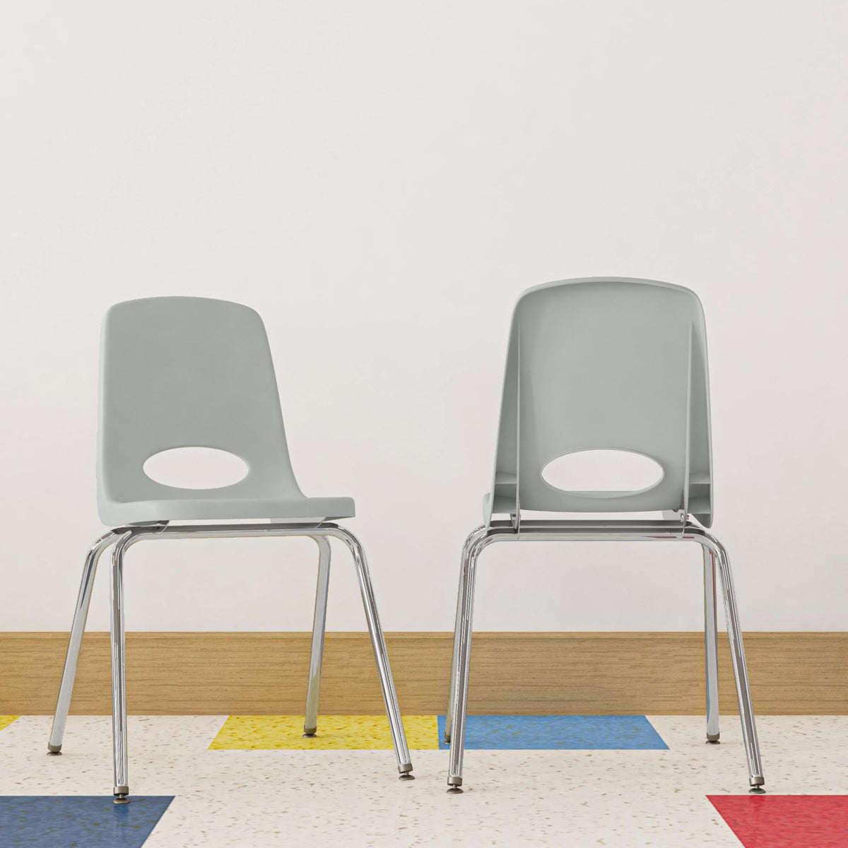 16" Light Gray School Stack Chair 2-Pack I736194