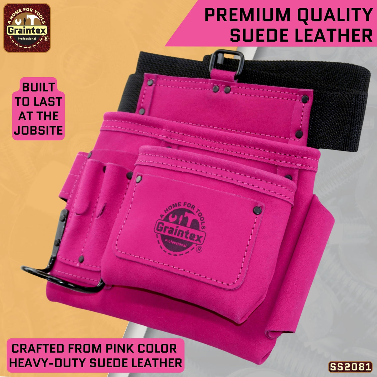 5 Pocket Suede Leather Tool Belt V2042