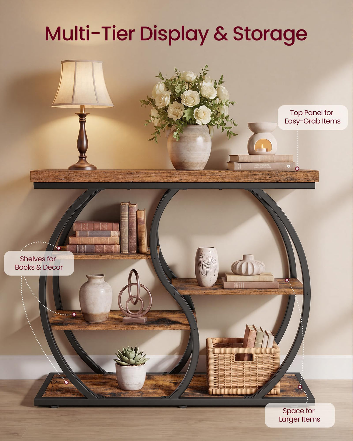 39.4 Inchs 5-Tier Narrow Console Table B7142