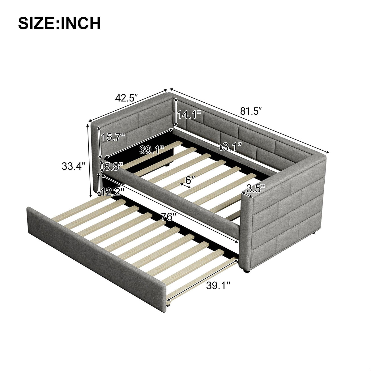 Twin Upholstered Daybed with Trundle S640330