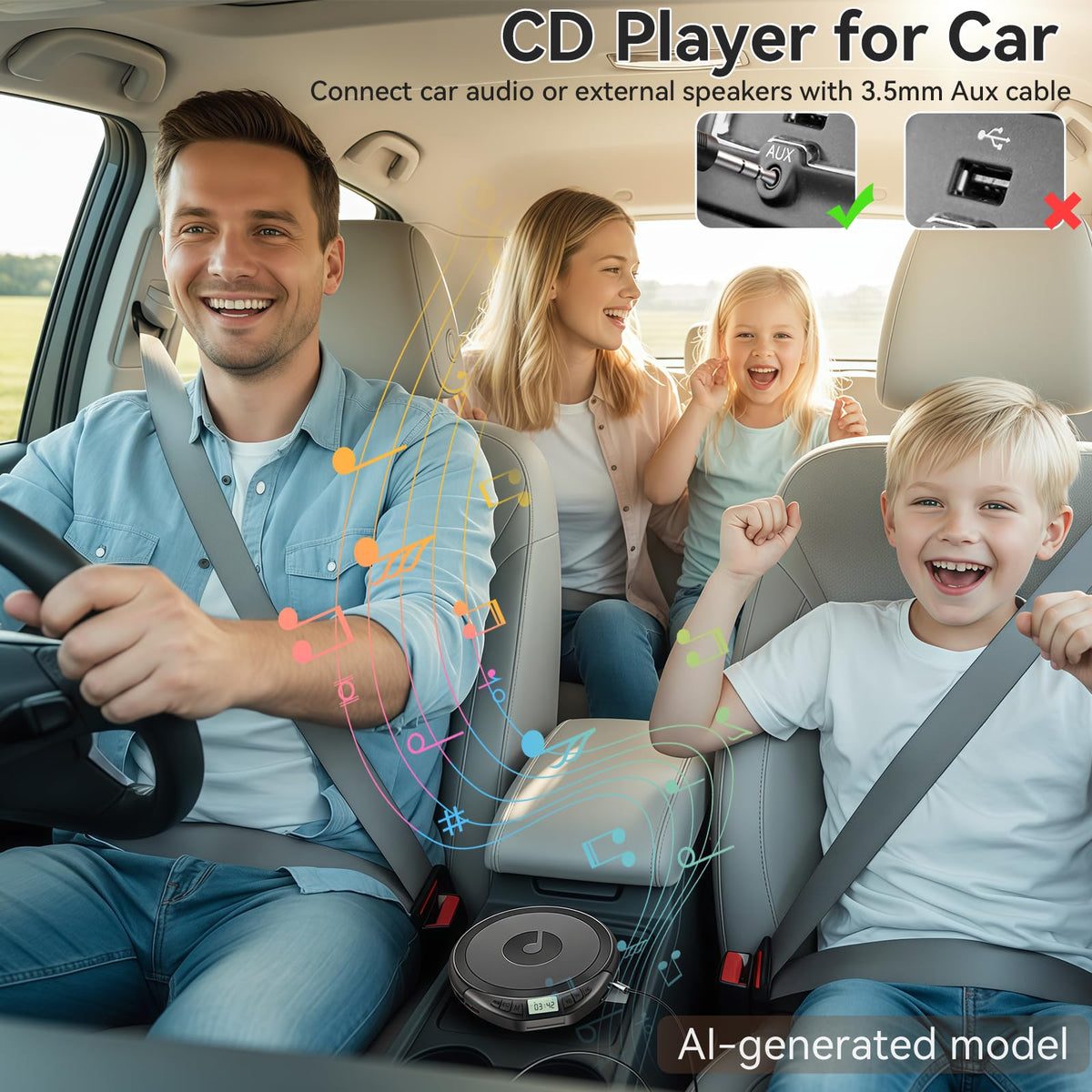 Portable CD Player with Headphones Anti-Skip Shockproof LCD Display P74572