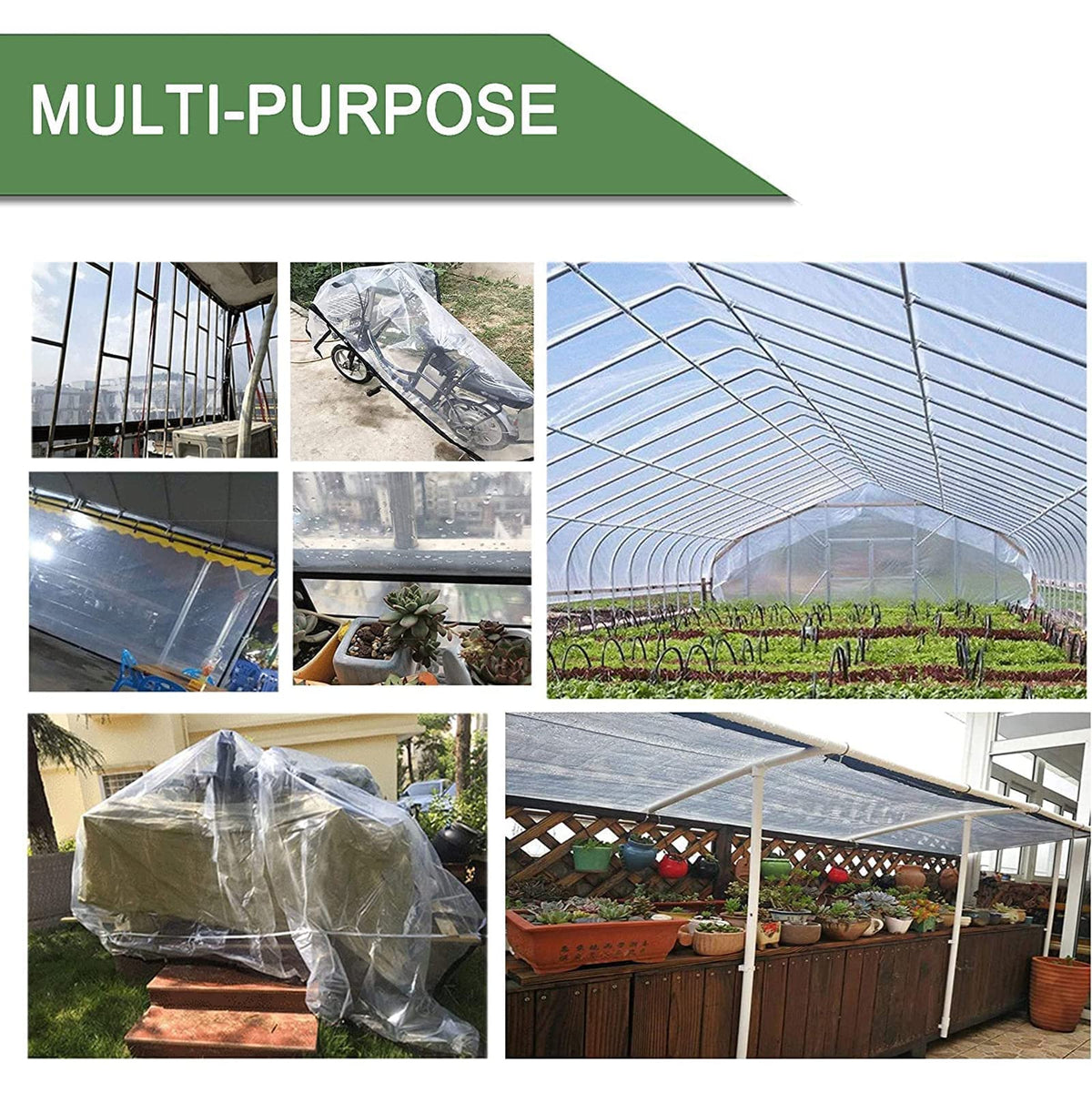 3x3ft Heavy Duty Waterproof Clear Poly Tarp with Grommets S25600