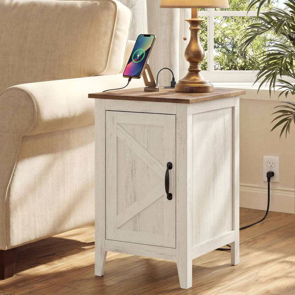 Side Table with Charging Station and Storage Cabinet X990